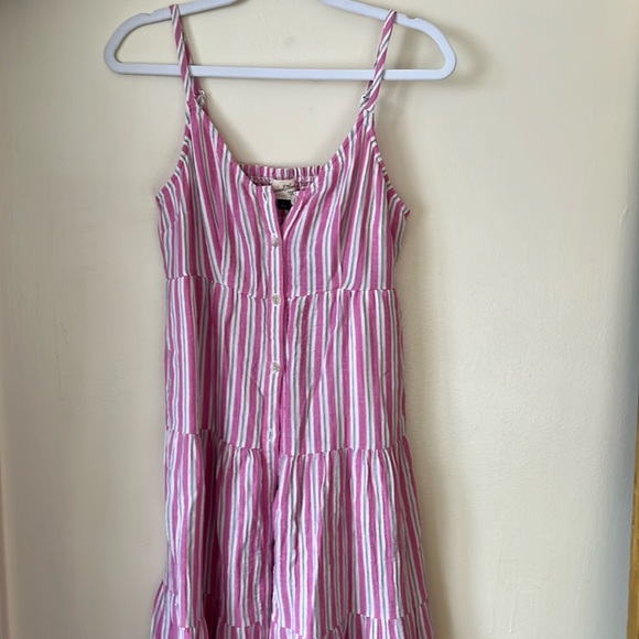 NWT Universal Thread Pink White Stripe Button Maxi Dress Sz S - Picture 3 of 7